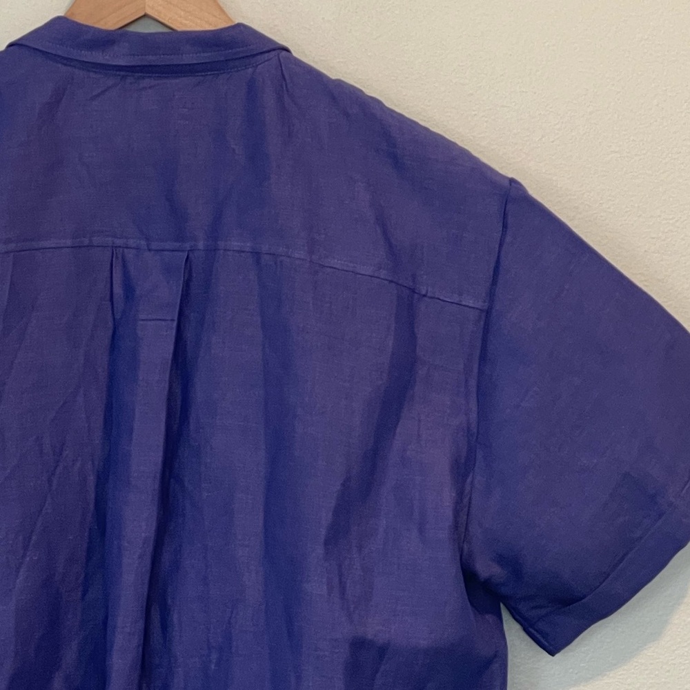 Maeve Linen Blend Short Sleeve Button-Down Shirt - Violet Blue, Anthropologie, L - Picture 15 of 16